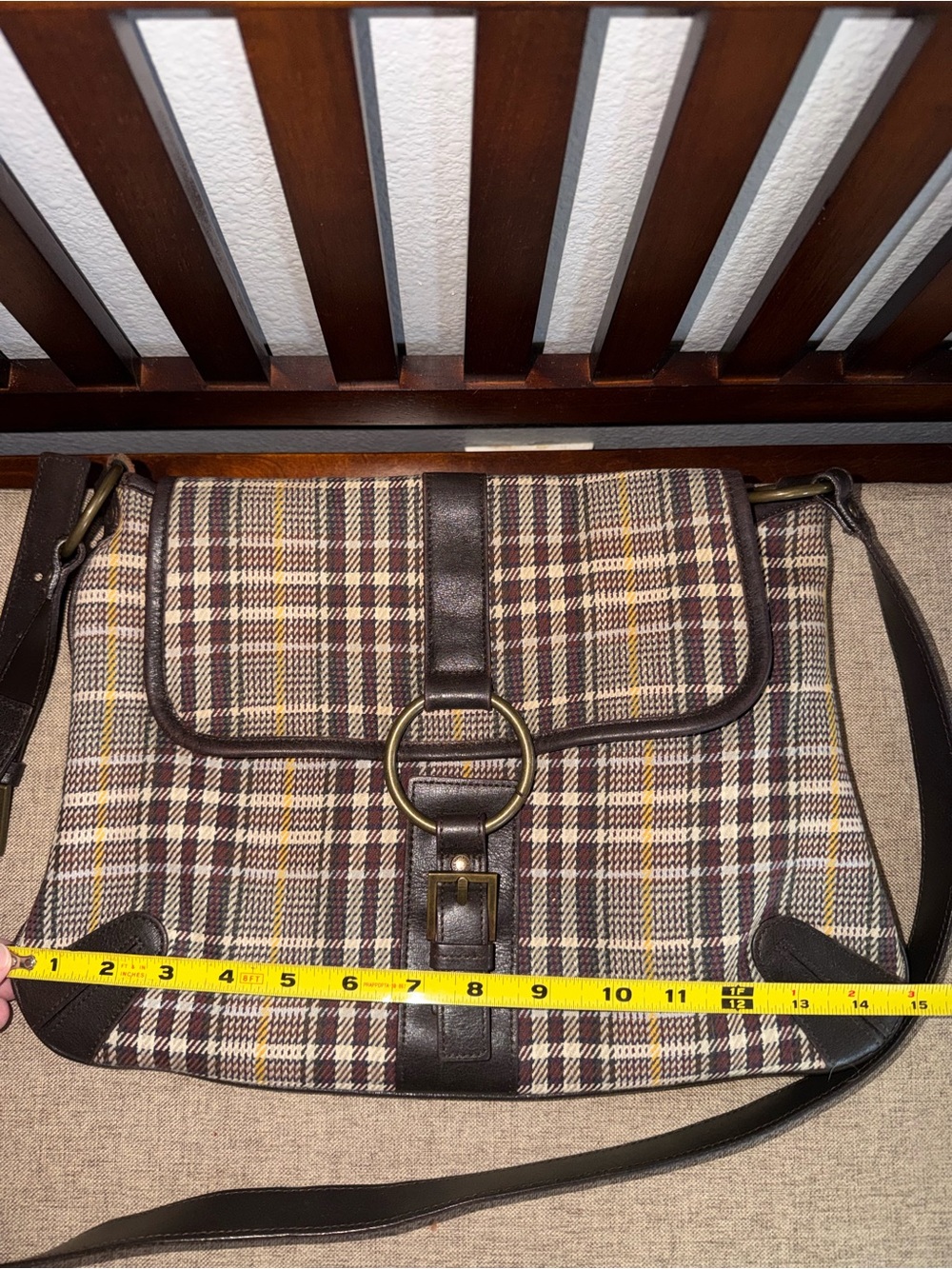 RARE Burberry Vintage Wool Crossbody Bag - Picture 12 of 15